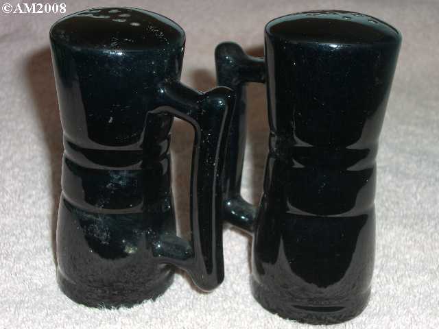 Frankoma ringed shakers glazed onyx black